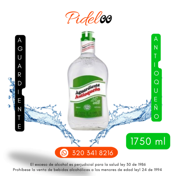 Aguardiente Antioqueño a domicilio - Garrafa de aguardiente Antioqueño verde sin azúcar de 1750 ml