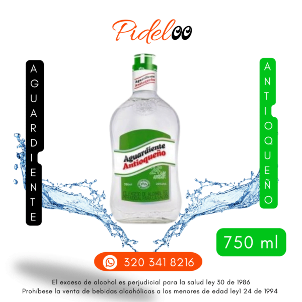 Aguardiente Antioqueño a domicilio - aguardiente Antioqueño verde sin azúcar de 750 ml