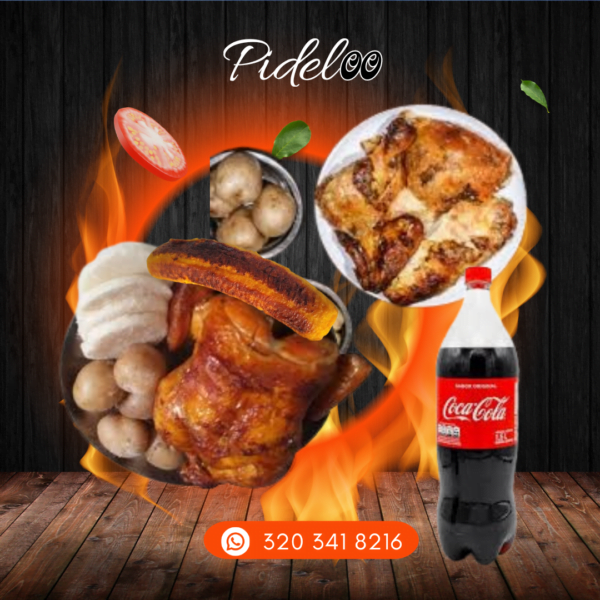 Pollo asado a domicilio - un pollo y medio asado combo dos